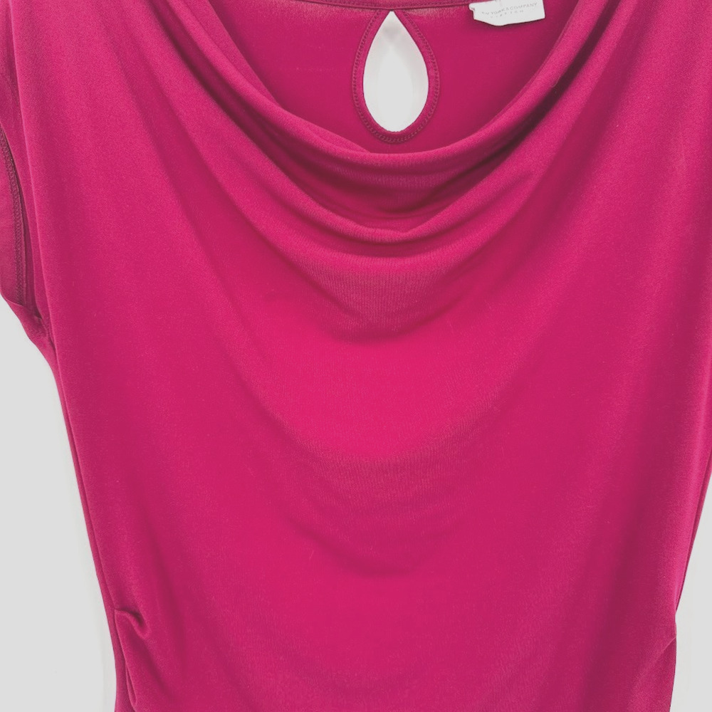 NY&Co SOHO Pink Draped Blouse Medium Ruched Stretch Top - Picture 7 of 10